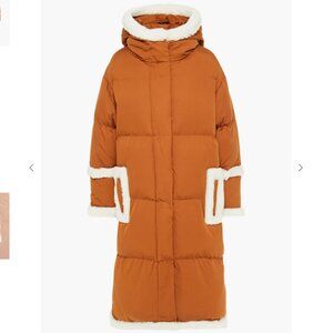 STAND STUDIO Faux shearling-trimmed quilted shell hooded coat FR 36